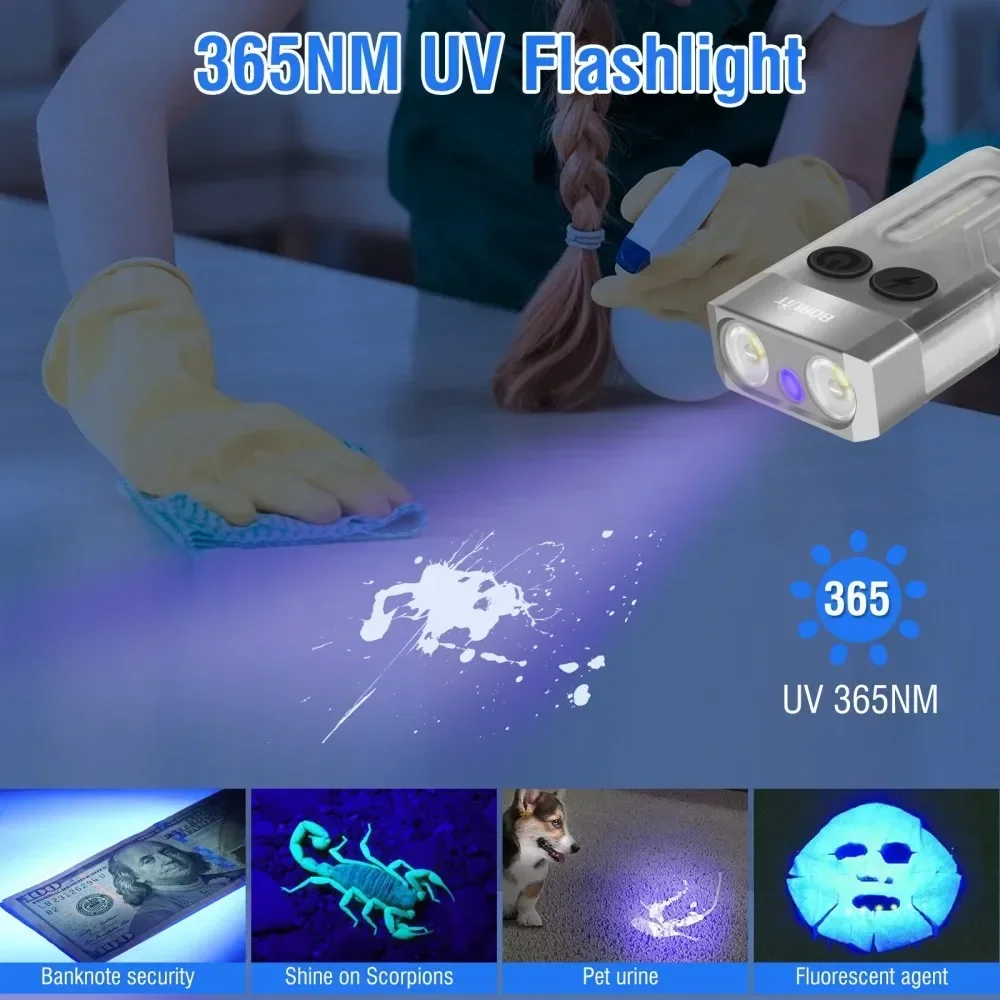 BORUiT V10 llavero UV LED EDC  - Keychain Flashlight reseña y precio
